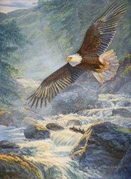  Stream Oil Painting - eagle on stream birds